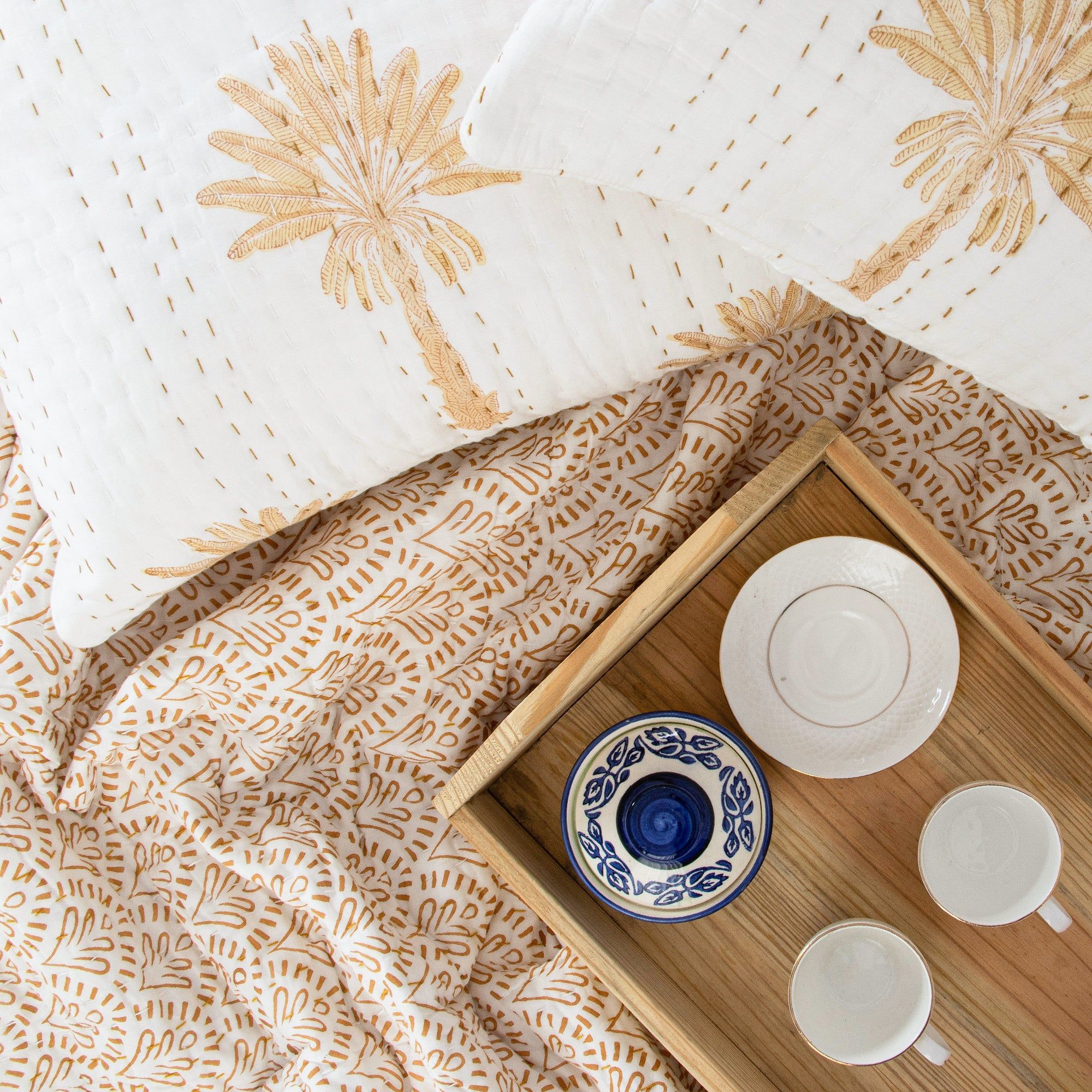 Voile Cotton Block Print Kantha Quilt